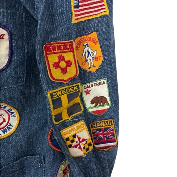 Vintage Sassy Denim Jacket with Colorful Patches - Picture 5 of 5